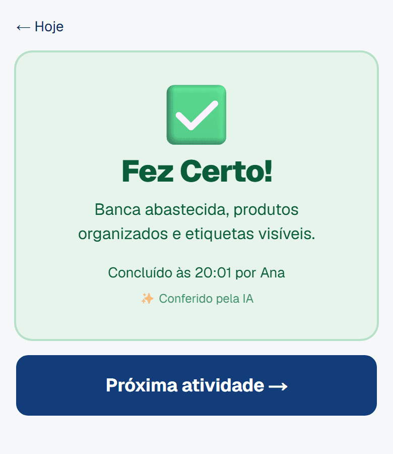 Fez Certo! conferido pela IA